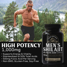 Premium Men's Shilajit 1000mg with 50% Fulvic Acid Complex - 90 Vegetarian Capsules | High Potency, Authentic Himalayan Shilajit