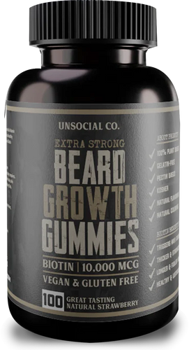 Beard Growth Gummies | 10,000 MCG BIOTIN | Natural Strawberry