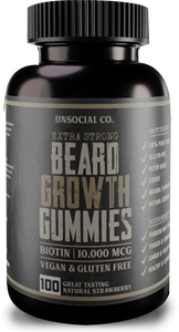 Beard Growth Gummies | 10,000 MCG BIOTIN | Natural Strawberry