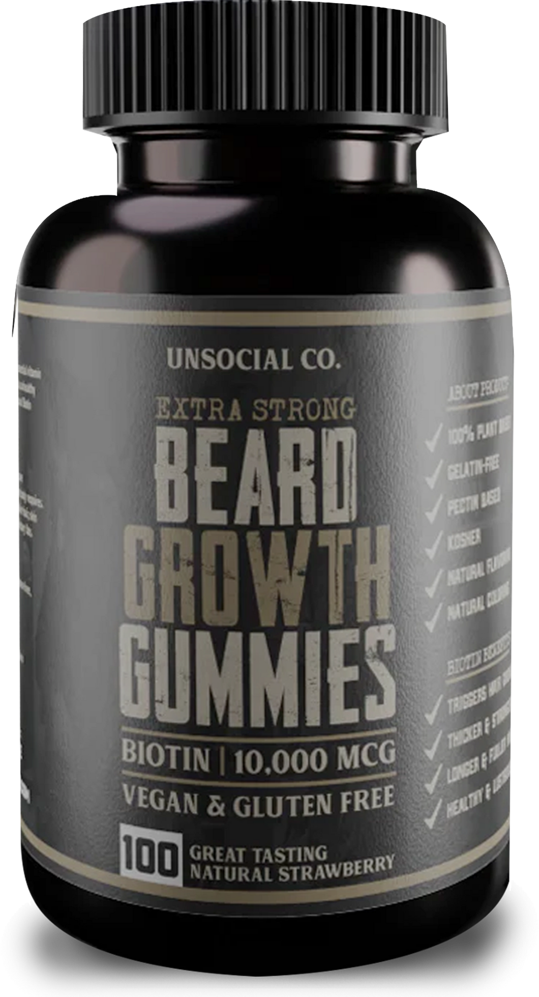 Beard Growth Gummies | 10,000 MCG BIOTIN | Natural Strawberry