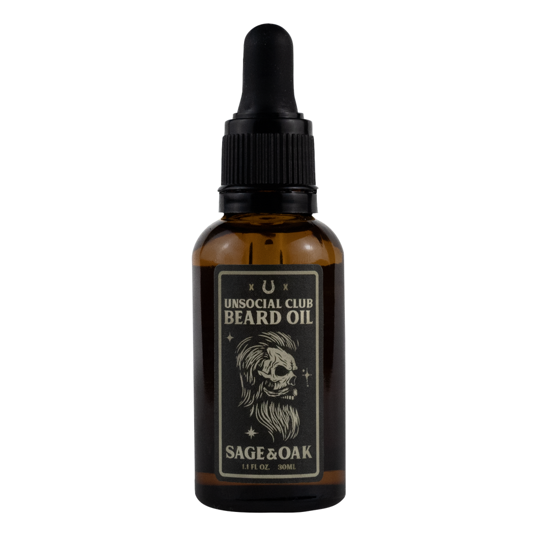 Unsocial Club Beard Oil for Men | Sage & Oak Scent | Beard Growth Oil, Beard Softener, Beard Moisturizer | 1.1 fl oz