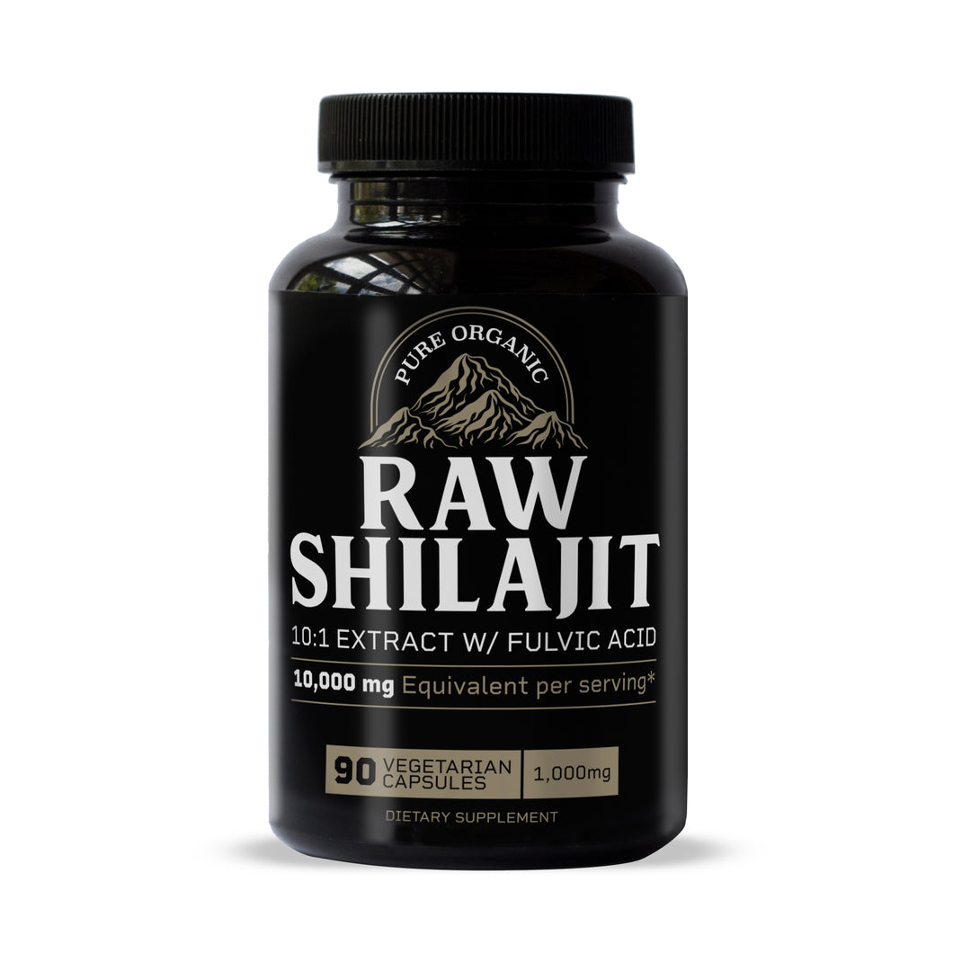 Raw Shilajit 1000mg with 10:1 Extract and Fulvic Acid - 90 Vegetarian Capsules | Ultra-Strength Himalayan Shilajit