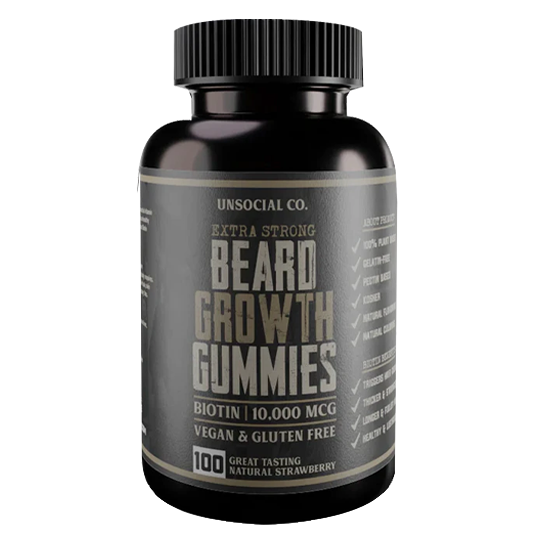 Beard Growth Gummies | 10,000 MCG BIOTIN | Natural Strawberry