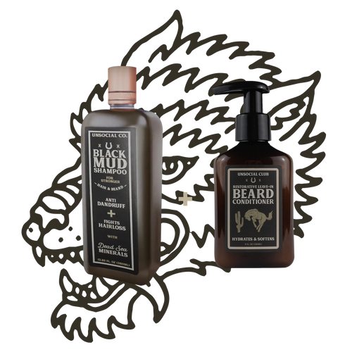Black Mud Beard Shampoo + Leave-In Beard Conditioner |  𝟹̶𝟻̶.̶𝟿̶𝟾̶ Save 20%