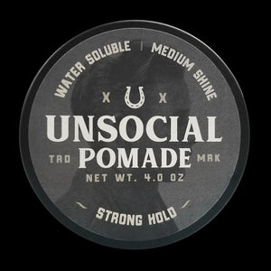 Unsocial Co's Pomade, Solid Hold, Water Soluble, Low/Medium Shine 4oz unsocialworldwide
